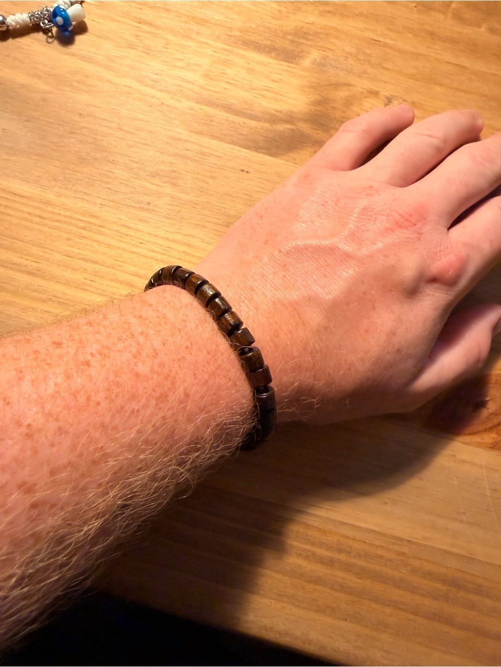 Brown Wooden Bead Stretch Bracelet - Picture 3 of 3